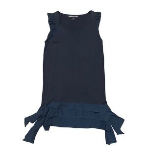French Connections Navy Ruffle Hem Dress Size 6